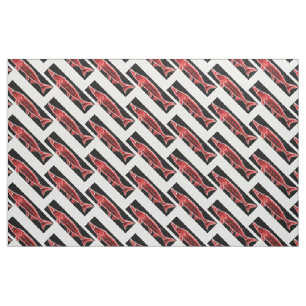 red sturgeons zigzag black/white pattern fabric