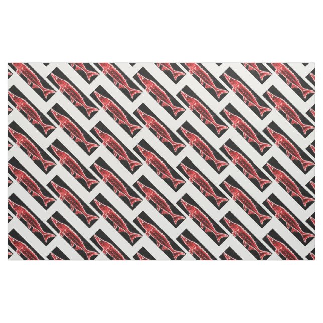 red sturgeons zigzag black/white pattern fabric (Fat Quarter)
