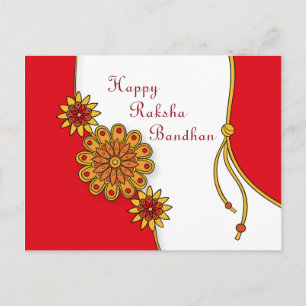 Red Stylised Happy Raksha Bandhan Postcard