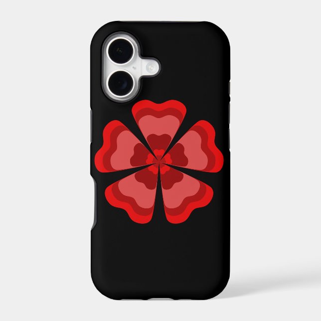 Red Stylised Retro Flower  (Back)
