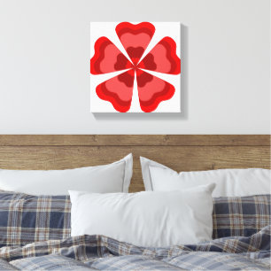 Red Stylised Retro Flower Canvas Print
