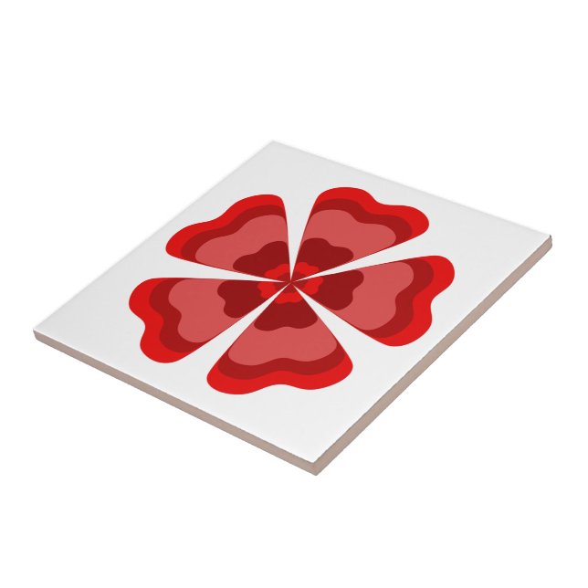 Red Stylised Retro Flower  Tile (Side)