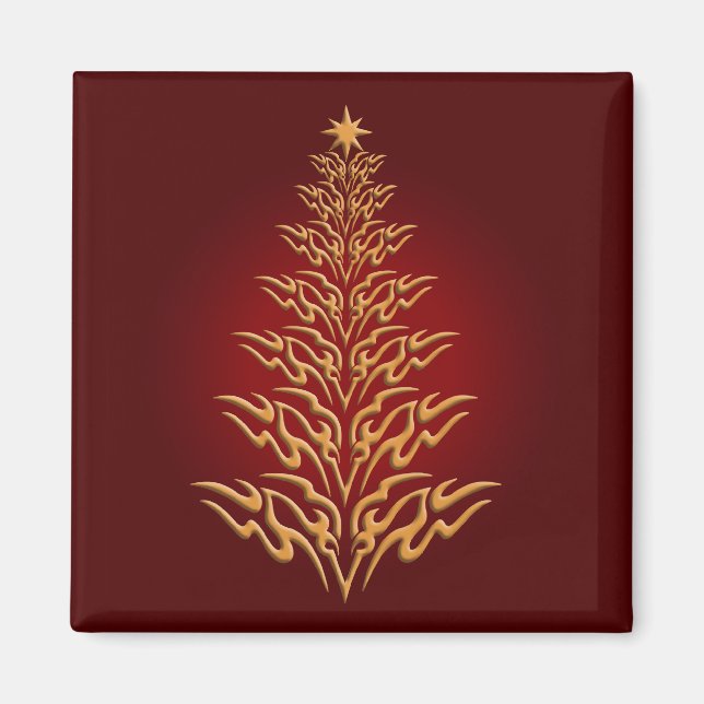 Red Stylish Christmas Tree Magnet (Front)