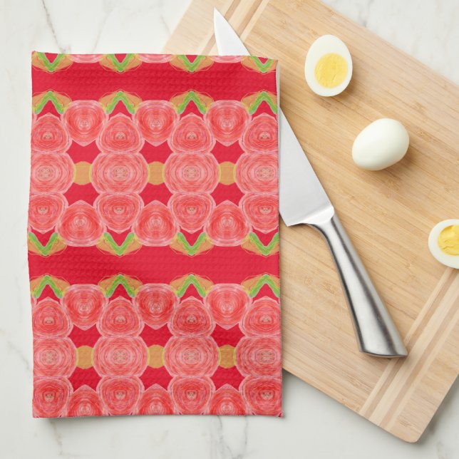 Red Stylish Kitchen Tea Towel (Quarter Fold)