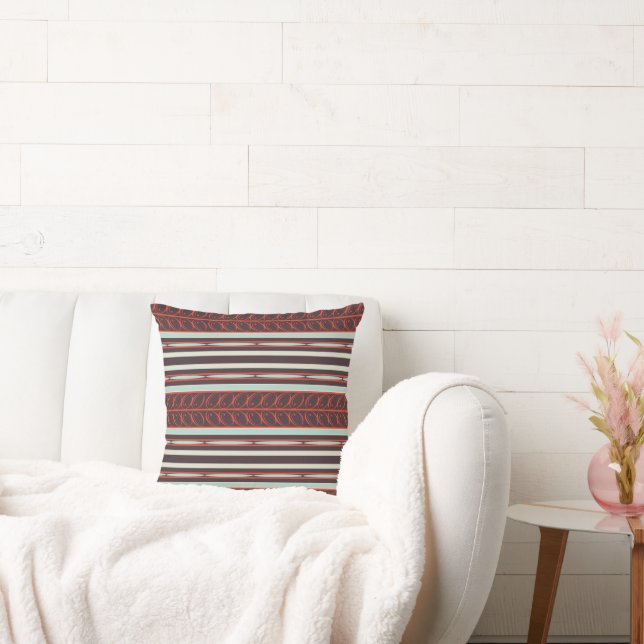 Red Stylish Stripes Cushion (Couch)