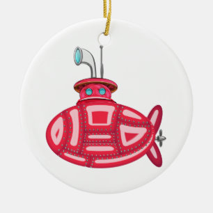 Red Submarine Ceramic Tree Decoration