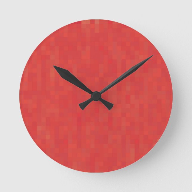 Red subtle minimalist, elegant modern pattern round clock (Front)