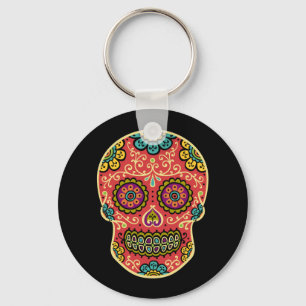 Red Sugar Skull Keychain