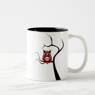 Red Sugar Skull Owl in Tree Mug