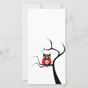 Red Sugar Skull Owl in Tree Photo Card