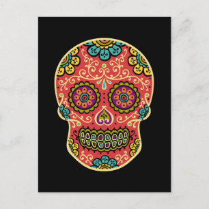 Red Sugar Skull Poscard Postcard