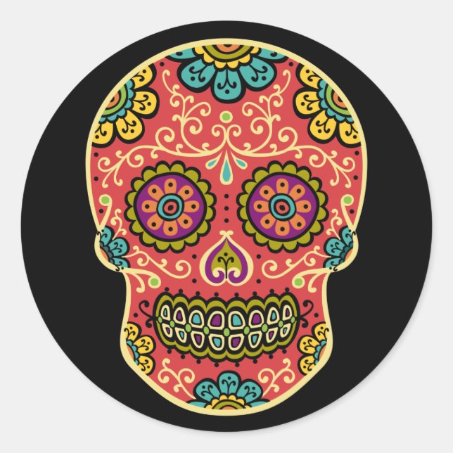 Red Sugar Skull Sticker (Front)
