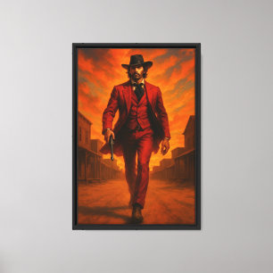 Red Suit Cowboy Western Canvas Art Print