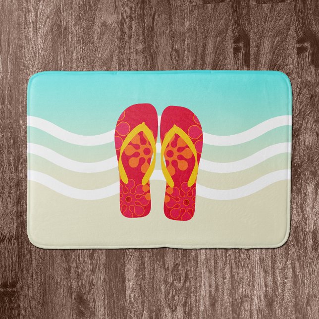 Red Summer Beach Flip Flops Bath Mat (Creator Uploaded)