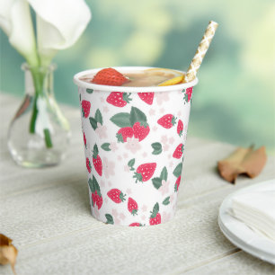 Red Summer Berry Birthday or Picnic Strawberry Paper Cups