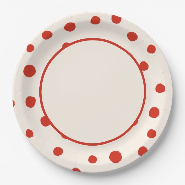  Red Summer Dots Paper Plate (Front)