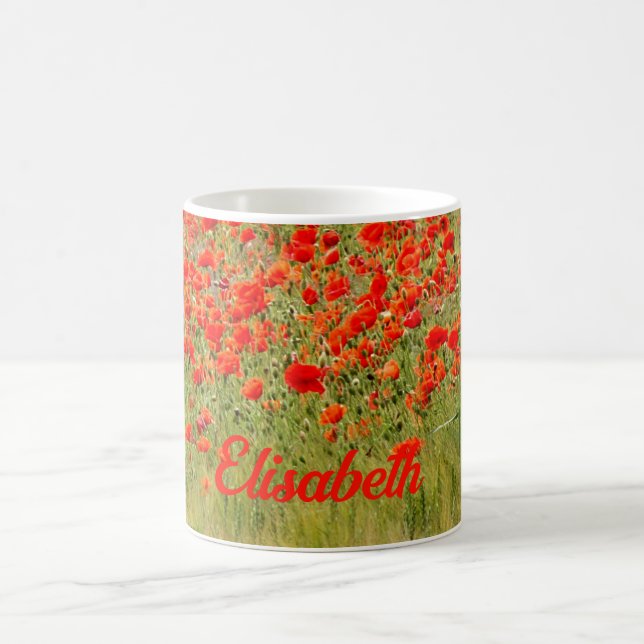 red summer flower  coffee mug (Center)