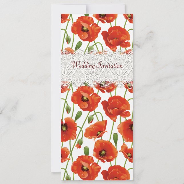Red Summer Poppies Wedding Invitation (Front)