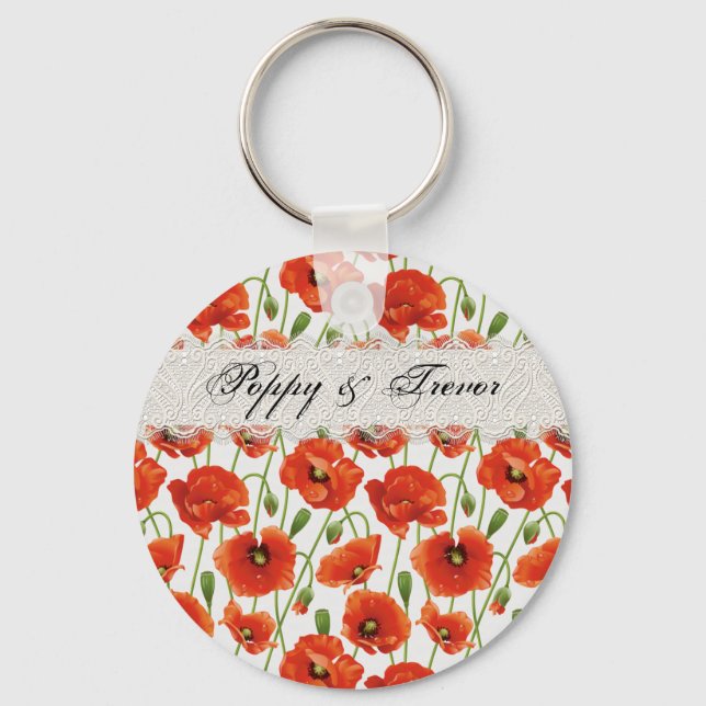 Red Summer Poppy Key Ring (Front)
