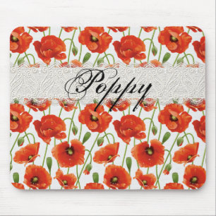 Red Summer Poppy Mouse Mat