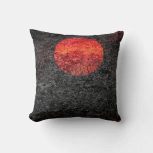 Red Sun   Abstract Painting Cushion