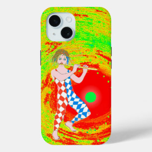 Red sun and a jester art iPhone 15 case