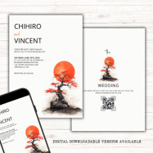 Red Sun and Old Sakura Wedding