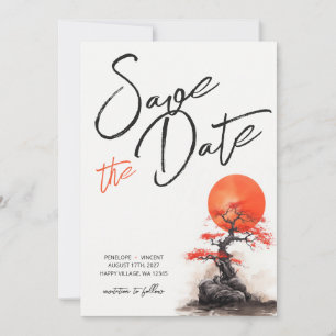 Red Sun and Old Sakura Wedding  Save the Date