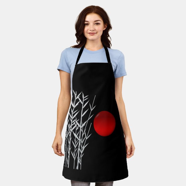 Red sun black white zen apron (Worn)