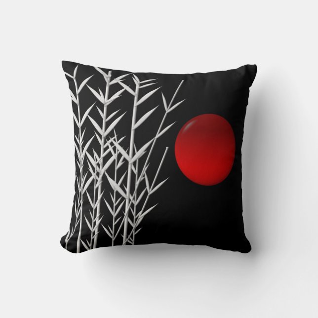 Red sun black white zen cushion (Front)
