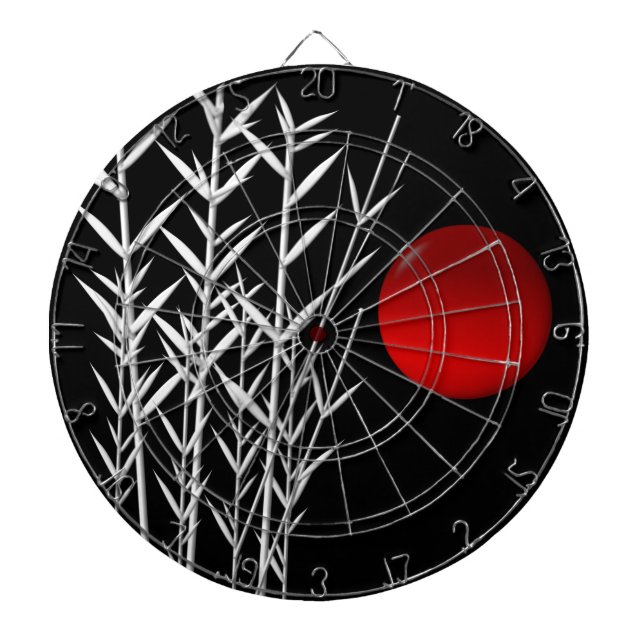 Red sun black white zen dartboard (Front)