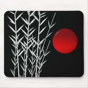 Red sun black white zen mouse mat