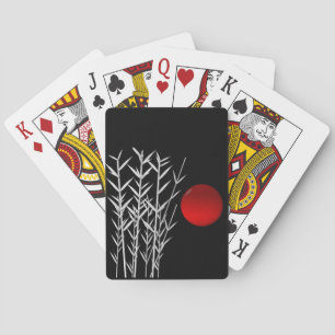 Red sun black white zen playing cards