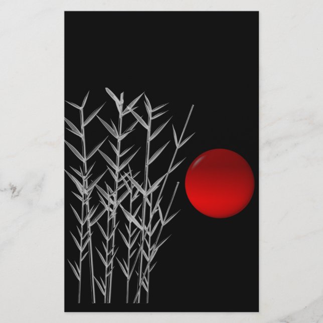 Red sun black white zen stationery (Front)