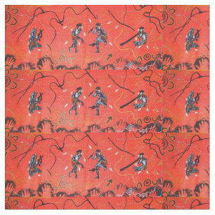 Red Sun Dancers Aboriginal Fabric