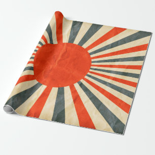 Red sun flag on paper texture, retro vintage styl