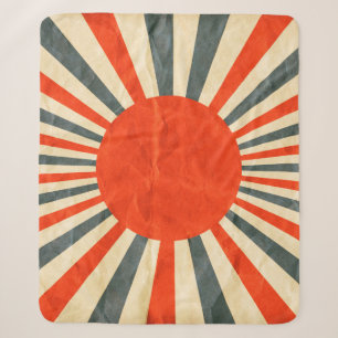 Red sun flag on paper texture, retro vintage styl sherpa blanket