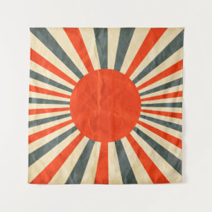 Red sun flag on paper texture, retro vintage styl tapestry