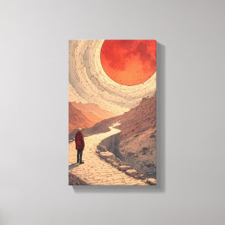 Red Sun Landscape Canvas Art