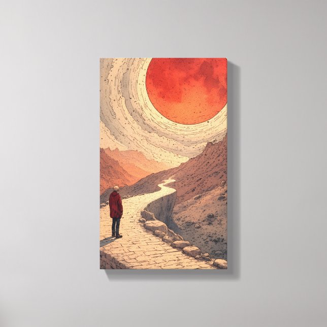 Red Sun Landscape Canvas Art (Front)