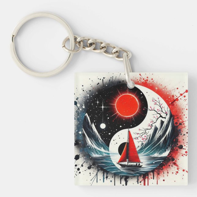 Red Sun On The Lake Key Ring (Front)