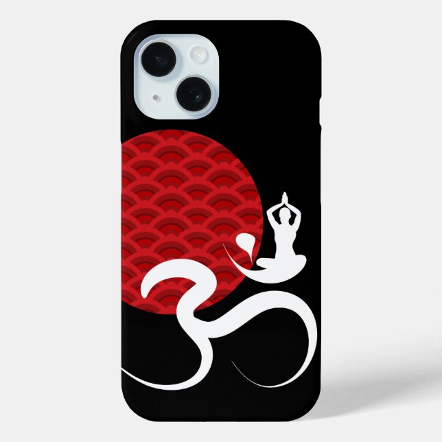 Red Sun Yoga Spiritual Indian Meditate Om Aum Logo Case-Mate iPhone Case (Back)