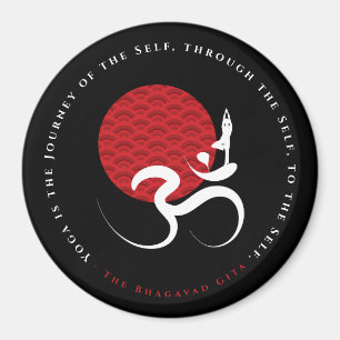 Red Sun Yoga Spiritual Indian Meditate Om Aum Logo Magnet