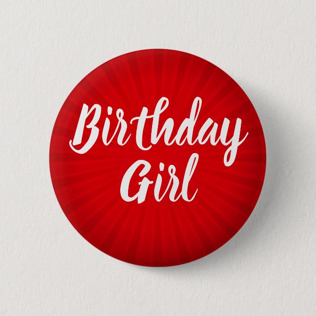 Red Sunburst Birthday 6 Cm Round Badge (Front)