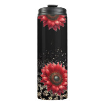 Red Sunflower animal print tumbler