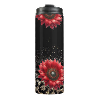 Red Sunflower animal print tumbler