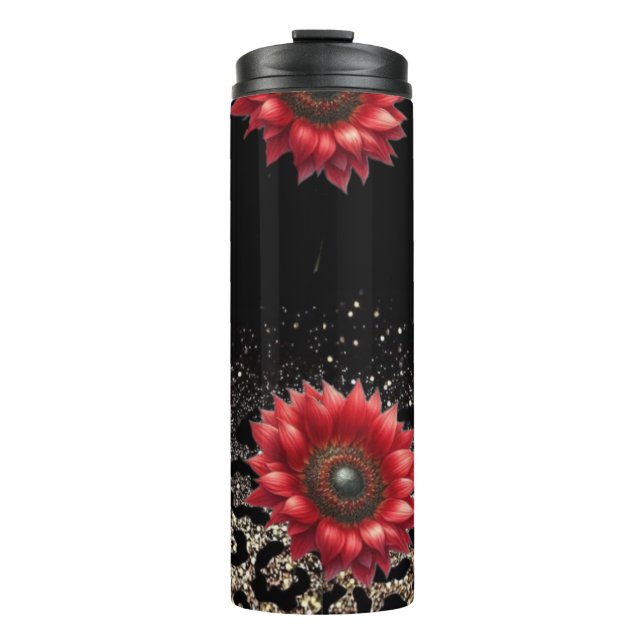 Red Sunflower animal print tumbler (Front)