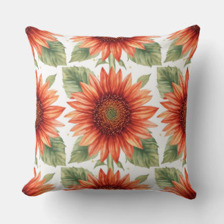 Red Sunflower Pattern Cushion