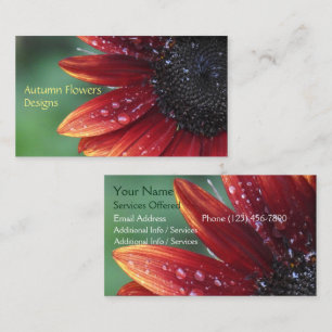 Red Sunflower Petals Floral Landscape Design Business Card