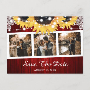 Red Sunflower Wedding Photo Save The Date Announcement Postcard